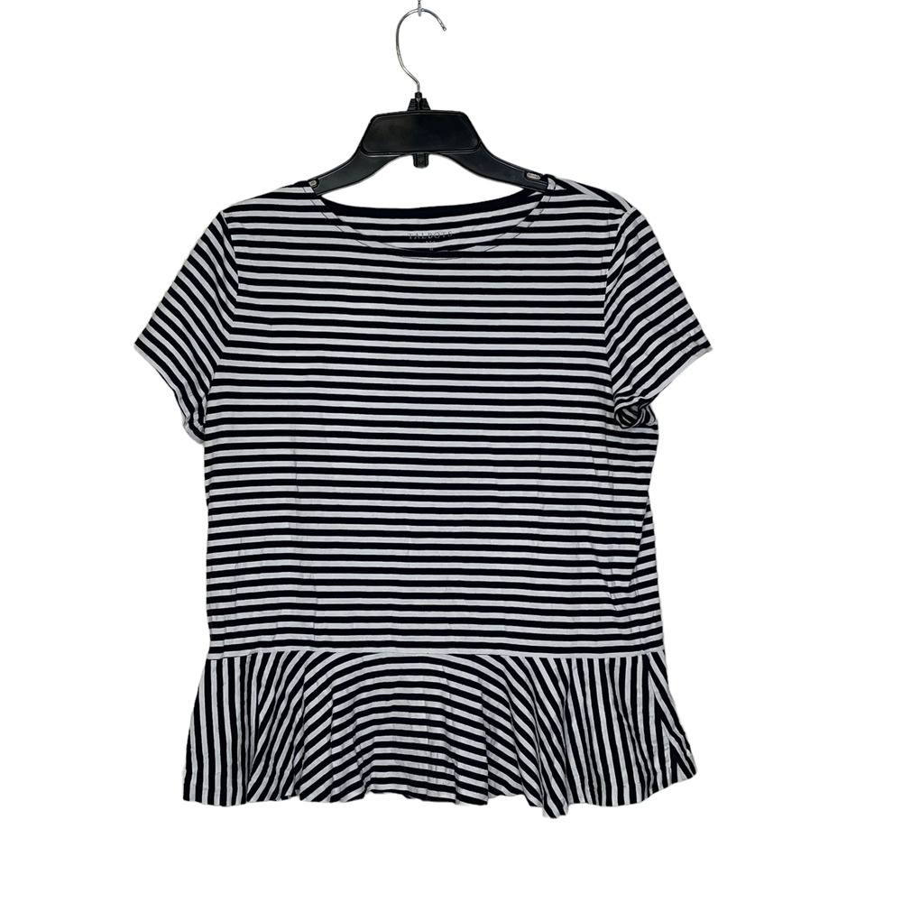 Talbots Womens Top Size Medium Navy‎ Blue White Striped 100% Cotton Pullover
